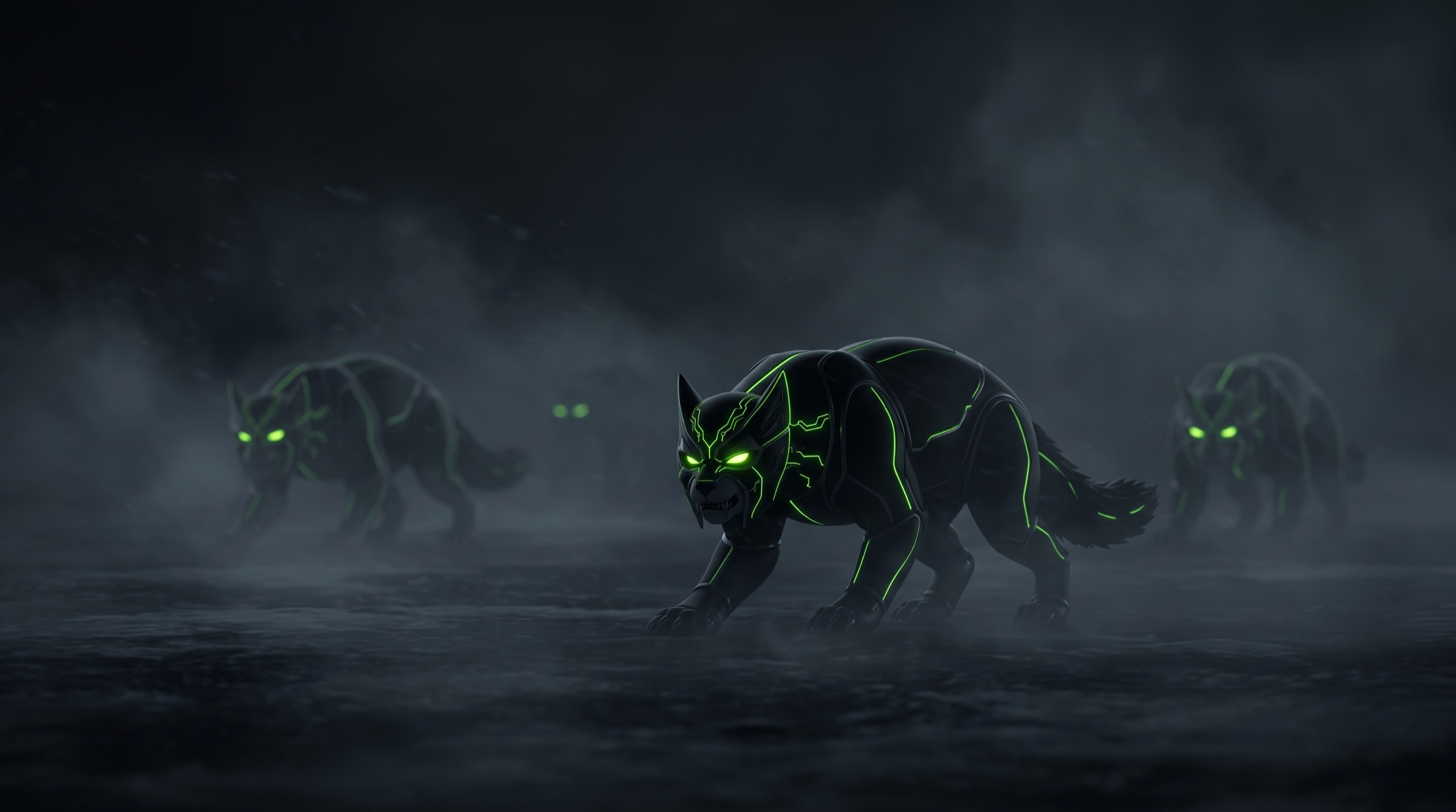 Three of them in freezing fog